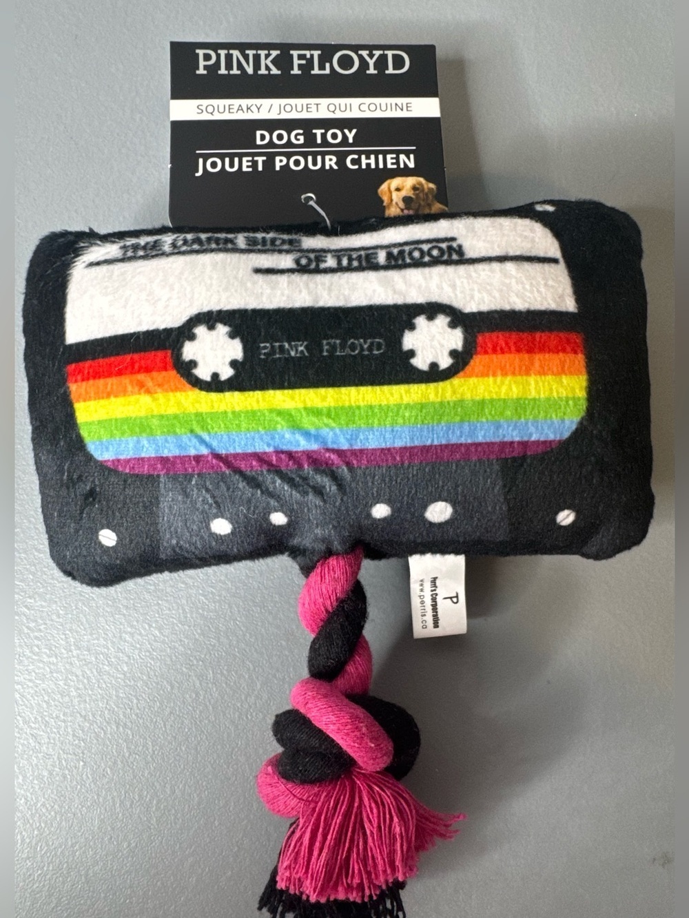Pink Floyd Black Cassette Plush Toy squeaker Graphic dark side of the moon chew